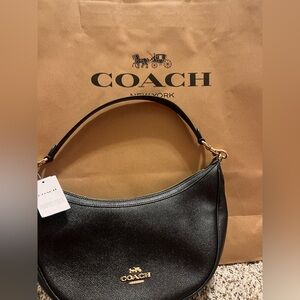 Coach Aria Black Leather Shoulder Bag